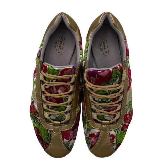 Coach Kirby Floral Print Sneakers Womens Sz 7M Y2K Leatherware‎ Bold Color Pop - Picture 2 of 8
